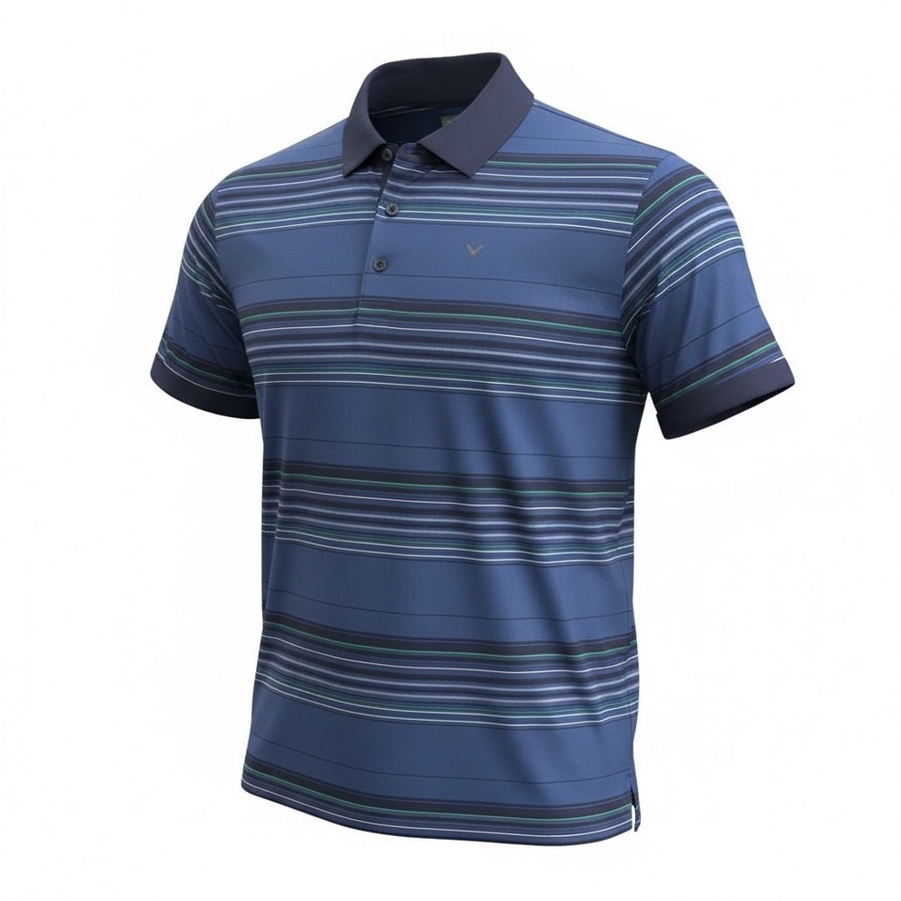 Callaway Opti-Dri Women XL Blue Striped Short Sleeve Golf Polo Shirt Performance
